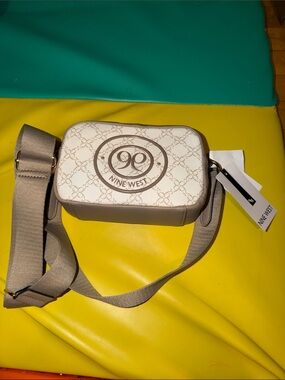 Nine West Taupe & Cream Logo Crossbody Camera Bag
